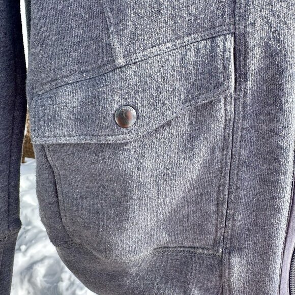 Eddie Bauer Outdoor Hoodie Size Med Grey Removable Faux Fur Hood Jacket Y2K Ski - Picture 9 of 12